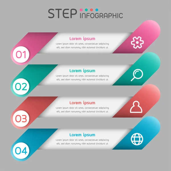 Ribbon Shape Banner Elements Steps Options Milestone Processes Workflow Business — Stock Vector