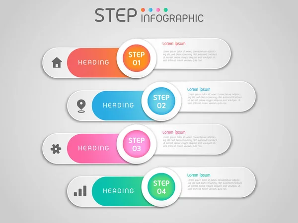 Elementi Geometrici Forma Con Passaggi Road Map Opzioni Milestone Processi — Vettoriale Stock