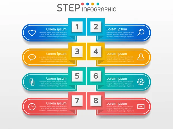 Geometric Shape Infographic Elements Steps Options Processes Workflow Business Data — Stock Vector
