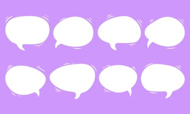 Konuşma metni, sohbet kutusu, mesaj kutusu çizgi film çizimi tasarımı. Düşünce simgesinin balon karalama biçimi.