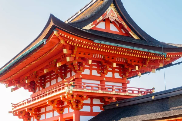 Zblízka Pohled Červenou Dřevěnou Vstupní Bránu Fushimi Inari Taisha Shinto — Stock fotografie