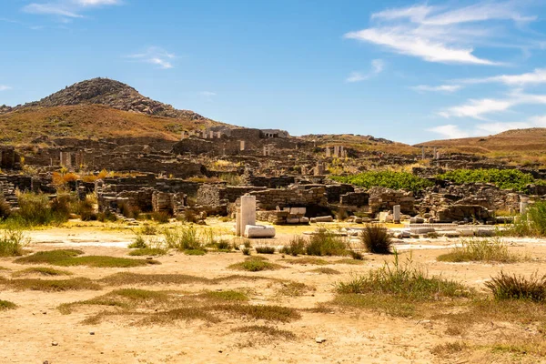 Utgrävningar Och Ruiner Delos Island Mytologisk Historisk Och Arkeologisk Plats — Stockfoto