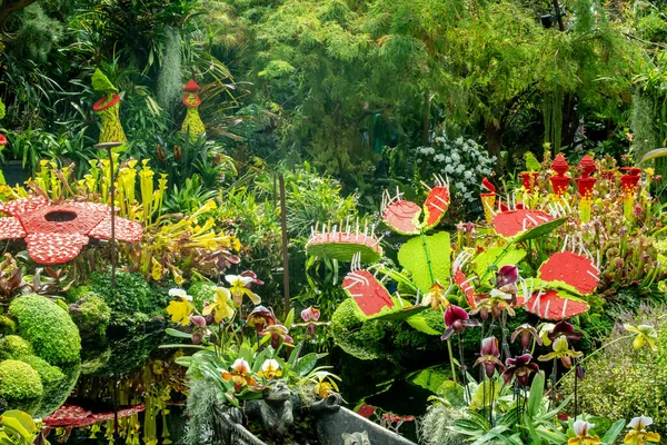 Singapur Jardines Junto Bahía Ladrillos Lego Plantas Carnívoras Exhiben Bosque — Foto de Stock