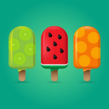 Sulu dondurma, komik yaz vektörü.