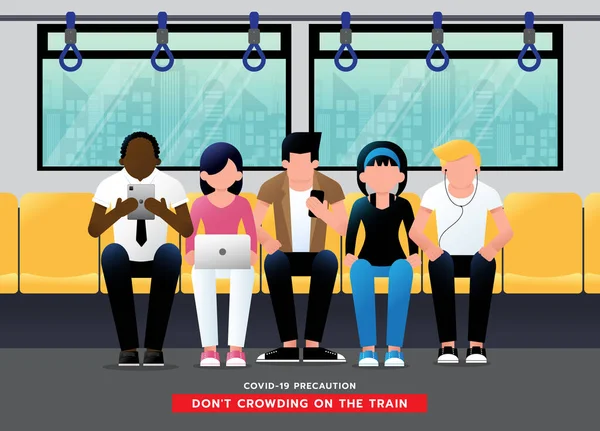 Μην Κάθεσαι Στριμωγμένος Στο Τρένο Οδηγίες Ασφαλείας Για Τους Επιβάτες — Διανυσματικό Αρχείο