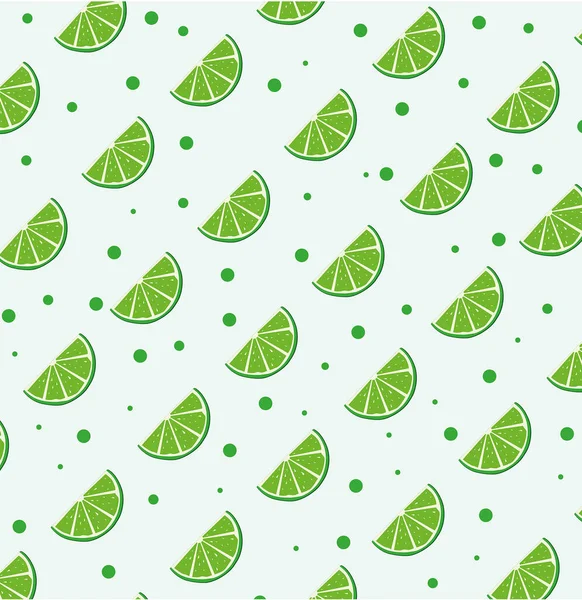Grüner Frischer Kalk Minimales Muster Saftige Tropische Zitrusfrüchte Bunte Zierde — Stockvektor