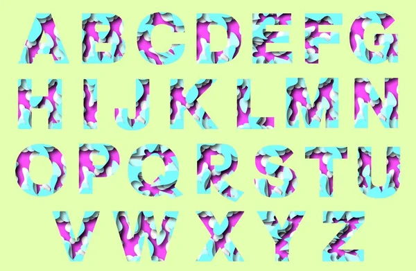 Schriftalphabet Papierform Englische Schrift Farbig Geschichtete Buchstaben Dekorative Schriftzüge Aus — Stockfoto