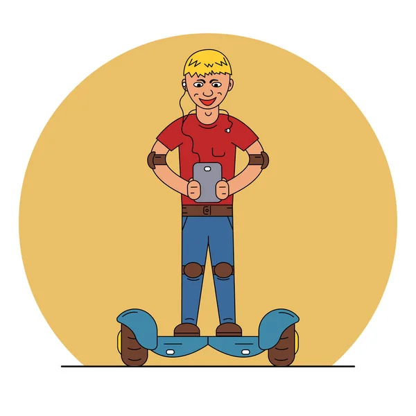 Adam bir jiroskop sürmek, müziği dinliyor ve tablet yarım daire görünüyor