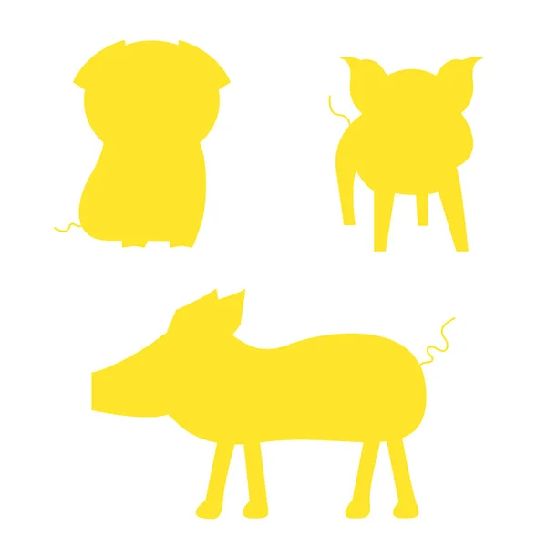 beyaz zemin üzerine sarı domuz üç siluetleri