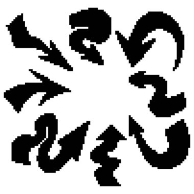 Beyaz arka plan üzerinde merkezine eğri piksel oklar