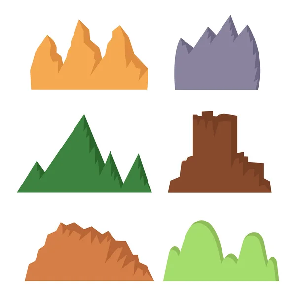 Beyaz arka plan üzerinde 6 daire basit dağlar dizi