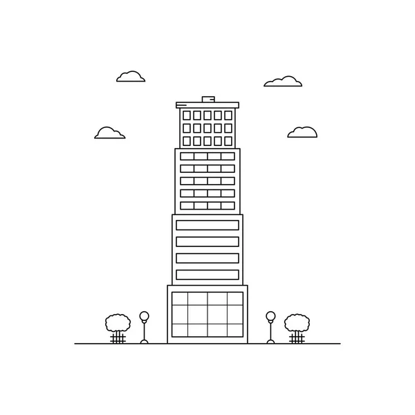 Bâtiment de plusieurs étages des différentes fenêtres dans un style linéaire — Image vectorielle