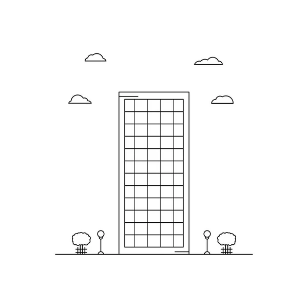 Bâtiment simple de grande hauteur dans un style linéaire — Image vectorielle