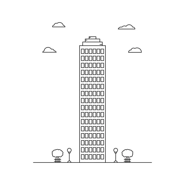 Rascacielos de 16 plantas en un estilo lineal — Vector de stock