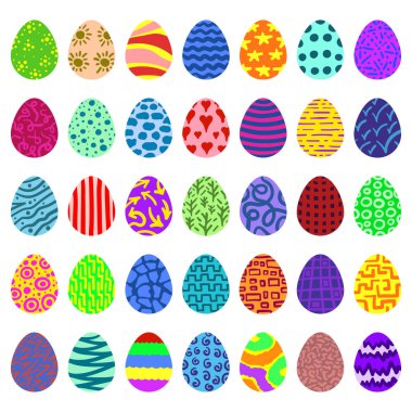 farklı desenli 35 renkli yumurta seti