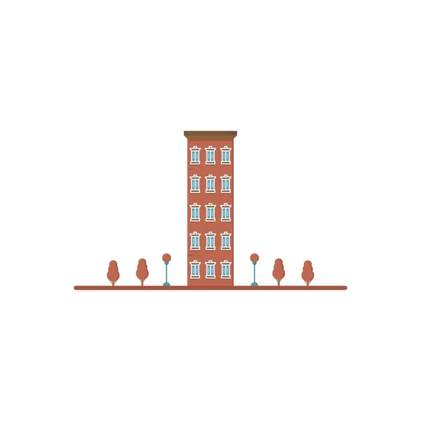 Edificio plano de cinco plantas — Vector de stock