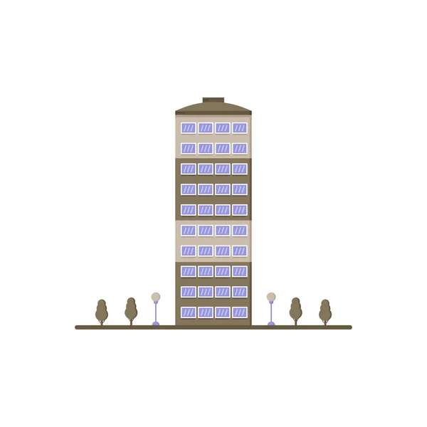 Piso marrón edificio de gran altura de 10 plantas — Vector de stock