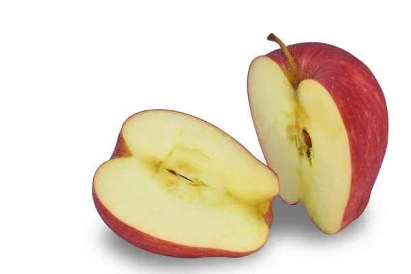 Apples Split Half White Background Clipping Path — Stock Photo, Image