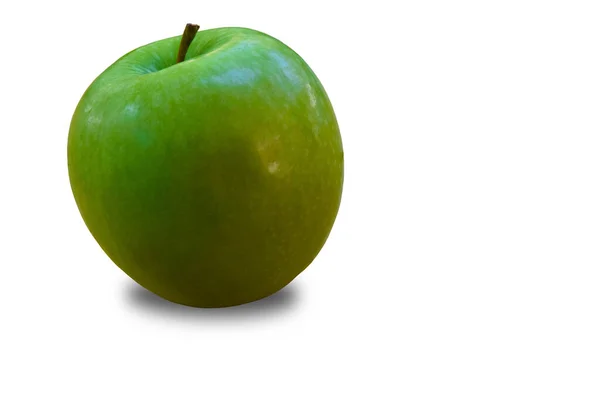 Zelené Jablko Místo Bílém Pozadí Zdravé Dietní Ovoce — Stock fotografie