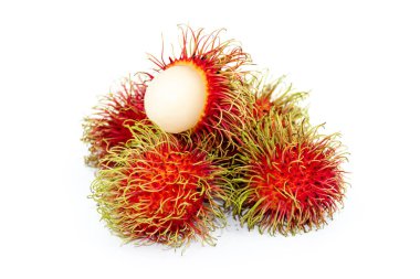 Tatlı rambutan lezzetli meyve beyaz arka planda izole.