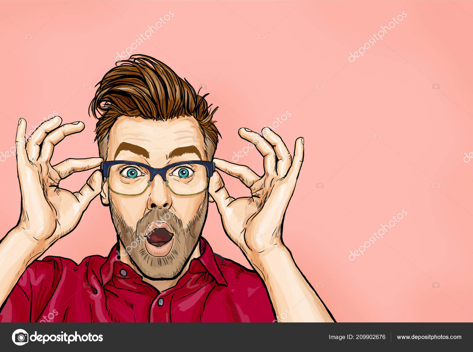 Portrait Man Glasses Says Wow Open Mouth See Something Unexpected Stock Photo Image By C Lucky84