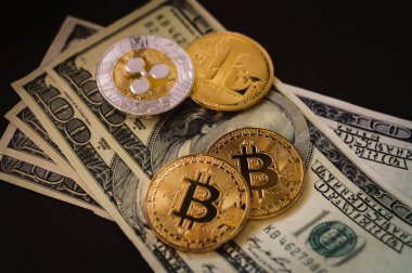 bitcoin altın sikkeleri banknot dolar bir sürü yalan