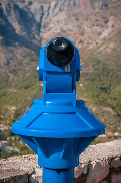 Binocular público panorámico azul para observar vista panorámica —  Fotos de Stock