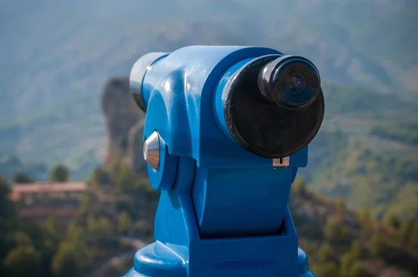 Binocular público panorámico azul para observar vista panorámica —  Fotos de Stock