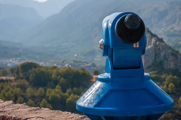 Binocular público panorámico azul para observar vista panorámica —  Fotos de Stock