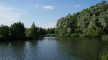 Ormandaki nehirde mavi gökyüzü