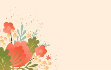 Bahar çiçekleriyle birlikte tasarım pankartı. Parlak çiçekler duvar kağıdı. Sihirli parlak çiçekli vektör kartı. Tebrik kartı şablonu, satış promosyonu