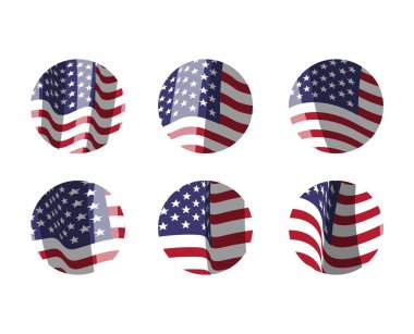 ABD bayraklarının amblemi ve etiketleri. Amerikan vatanseverlik koleksiyonu