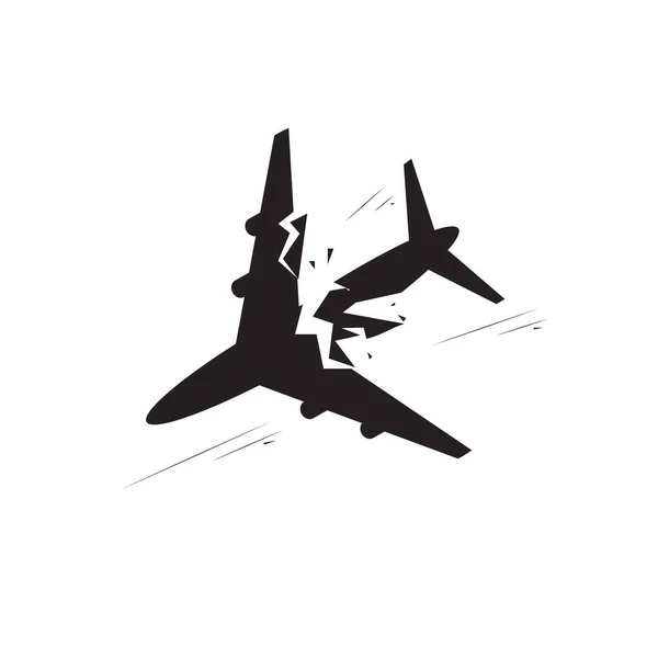 Plane Crash Terrorist Act Airplane Crash Vector Icon Downed Plane — Stock Vector