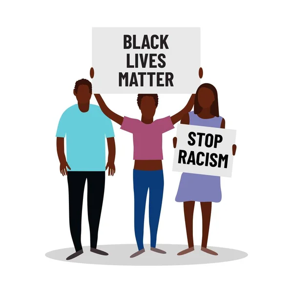 Stop Racism Black Lives Matter Protest Poster Black People African — Stock Vector