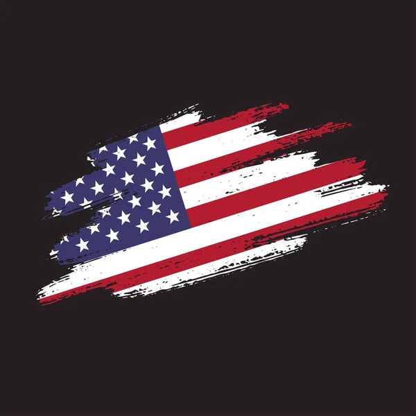 Vector Grunge Flag Usa Black Background American Flag Grunge Texture — Stock Vector