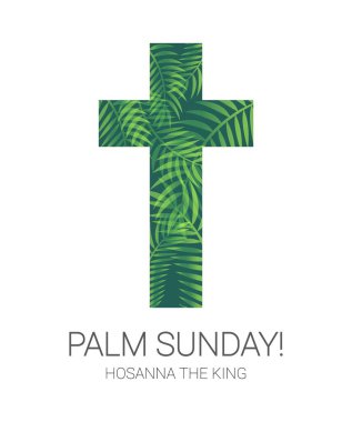 Palm Sunday. Dini illüstrasyon. Hristiyan kartı. İsa 'nın Kudüs' e girişini kutlamak için.