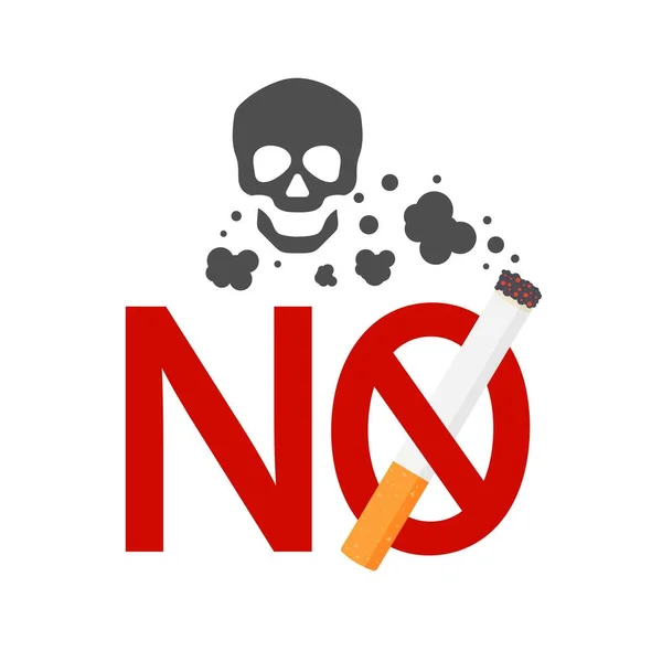 Smoking Sign Cigarette Smoke Skull Vector Illustration White Background — Stock Vector