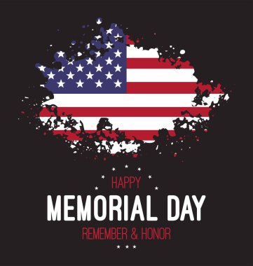 Anma günü. Onuru hatırla. ABD vatansever illüstrasyonu. Amerikan Grunge bayrağı.