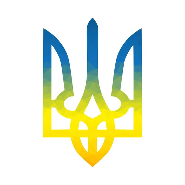 Vector Low Poly Gelb Und Blauer Dreizack Ukrainisches Emblem — Stockvektor