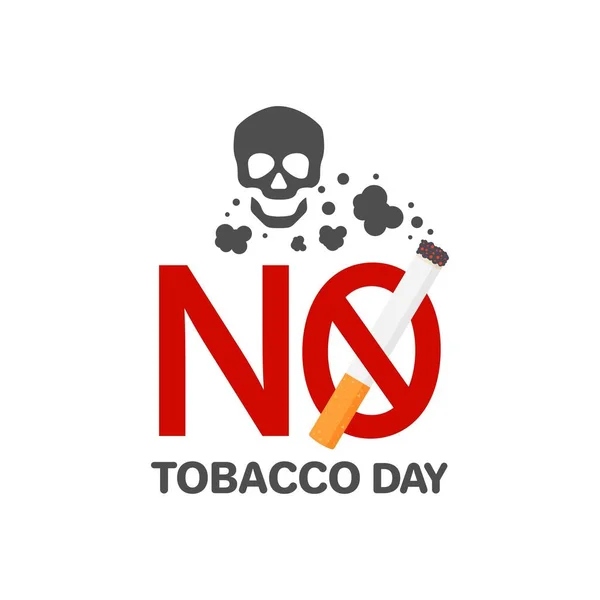 Tobacco Day Sign Cigarette Smoke Skull Vector Illustration White Background — Stock Vector