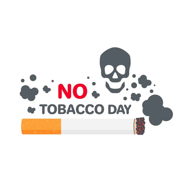 Tobacco Day Vector Illustration Cigarette Smoke Skull — Stock Vector