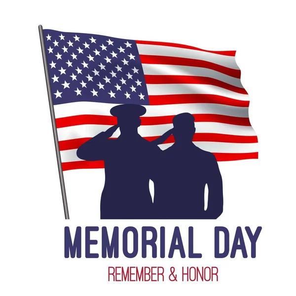 Dzień Pamięci Flaga Wektorowa Amerykańską Flagą Żołnierzami Pamiętaj Zaszczyć Ilustracja — Wektor stockowy