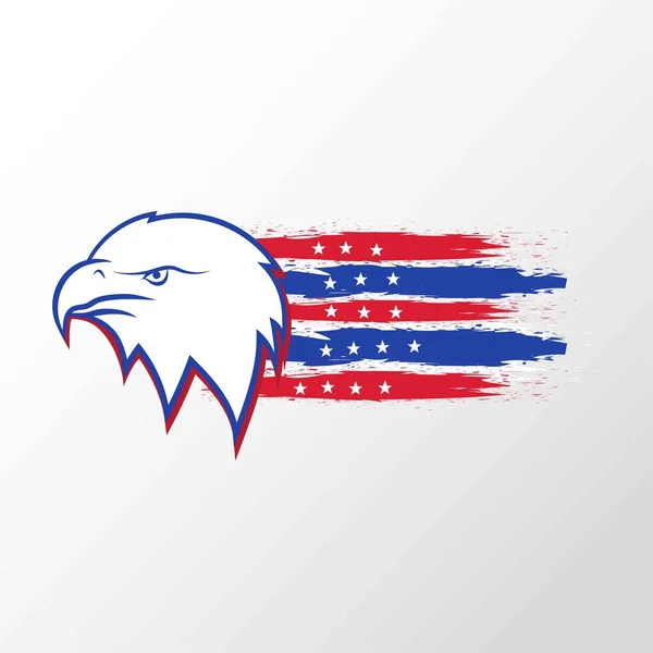 American Eagle Vector Bird Usa Flag Patriotic Emblem Label Illustration — Stock Vector