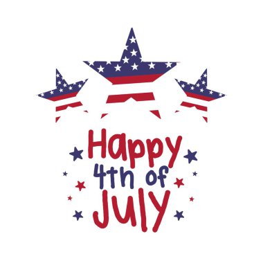 4 Temmuz kutlu olsun. Amerikan Ulusal Bayrağıyla ABD Bağımsızlık Günü tebrik kartı
