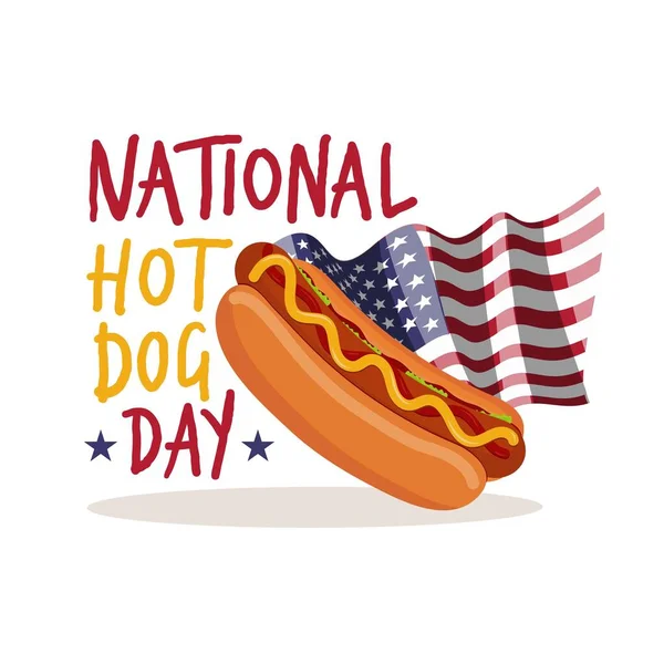 Día Nacional Del Hot Dog Fiesta Nacional Americana — Vector de stock