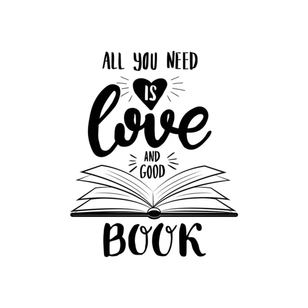 Letteratura Didattica Con Libro Servono Solo Amore Buon Libro Illustrazione — Vettoriale Stock
