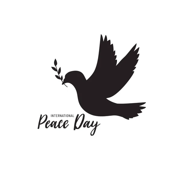 Internationaler Friedenstag Typografisches Design Mit Taube Und Olivenzweig — Stockvektor