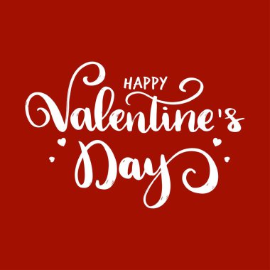 Beyaz arka planda el çizimi el yazısı harfleriyle izole edilmiş Sevgililer Günü tipografisi posterin kutlu olsun. Vektör İllüstrasyonu