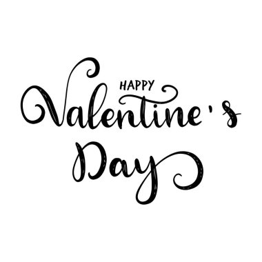 Beyaz arka planda el çizimi el yazısı harfleriyle izole edilmiş Sevgililer Günü tipografisi posterin kutlu olsun. Vektör İllüstrasyonu