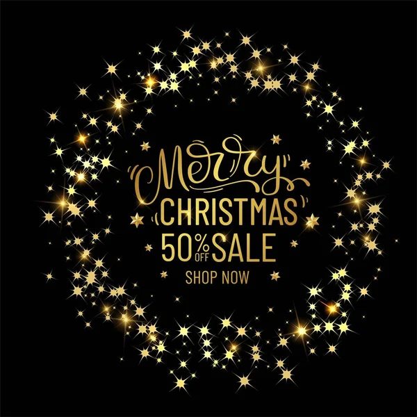 Mutlu noeller indirimli afiş. Altın Vektör lüks illüstrasyon.